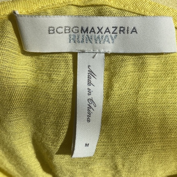 BCBGMaxAzria Runway yellow sheer strap sleeveless top medium - Picture 4 of 6